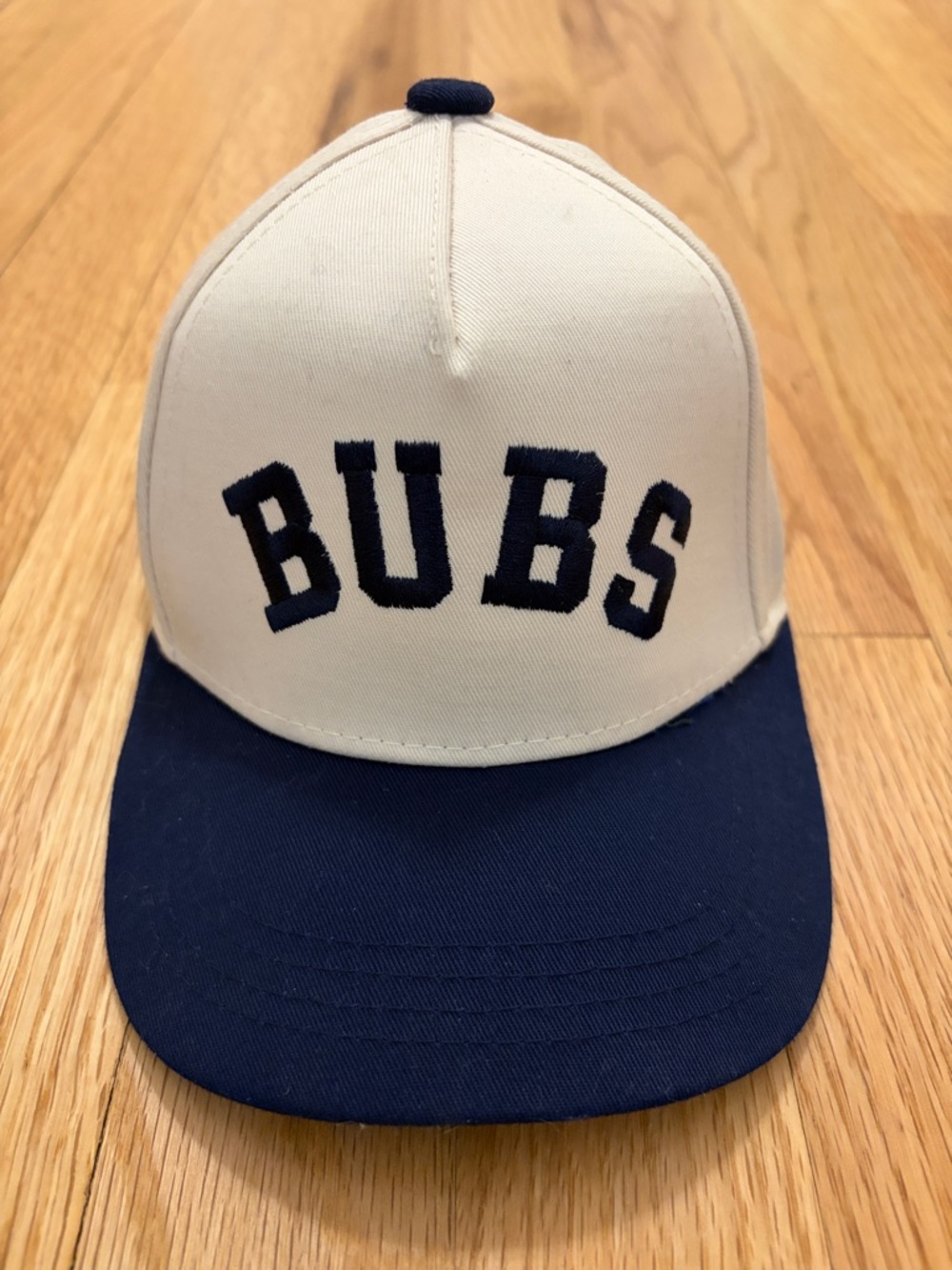 Baby Two-Tone 'BUBS' Baseball Cap - Cream & Navy